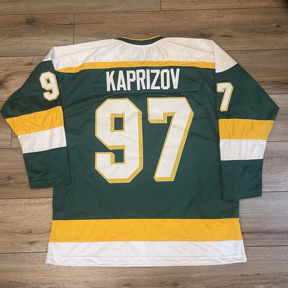 Minnesota Wild North Stars #97 Kirill Kaprizov Green Yellow Hockey Jersey 2XL